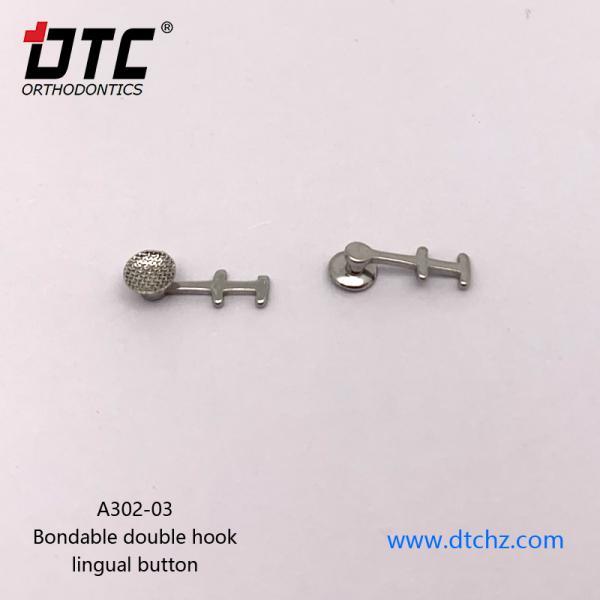 Orthodontic Dental Stainless Steel Bondable Double Hook Lingual Button CE Certified