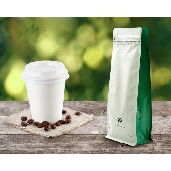 Moisture Proof Coffee Packing Bag Zipper Flat Bottom Coffee Bag With Valve