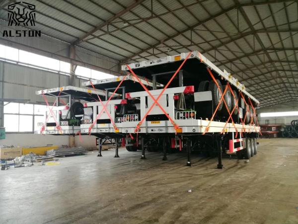 3 Axle Used Flatbed Semi Trailer , 12.5m Used 40 FT Container Trailer