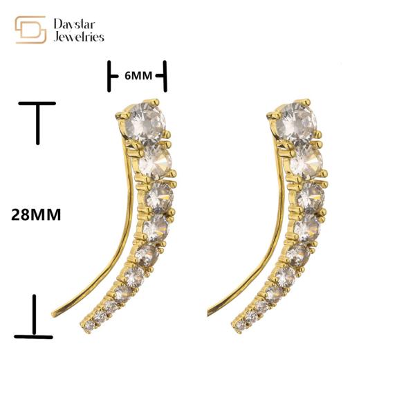 Full Round Diamond Stud Earrings 18k Gold Jewellery Zircon Hook For Women
