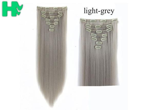 12'' - 30'' Grey Clip In Synthetic Hair Extensions For Black Women