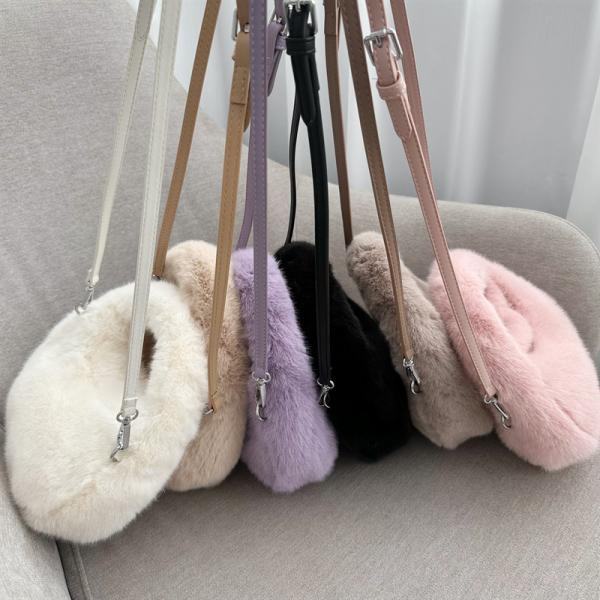 Winter Brown Mini Fox Fur Handbags Long Chain Fluffy Fur Bags for Sophisticated Women