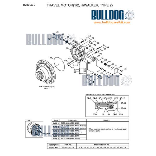 Hydraulic Motor Final Drive Seal Kit XKAY-00278 Fit Hyundai R330LC-9 R260LC-9