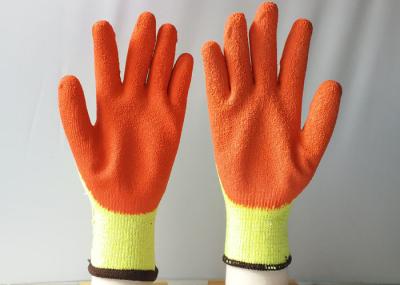 10 Gauge Latex Coated Gloves Yellow Cotton / Polyester Knitted For Construction