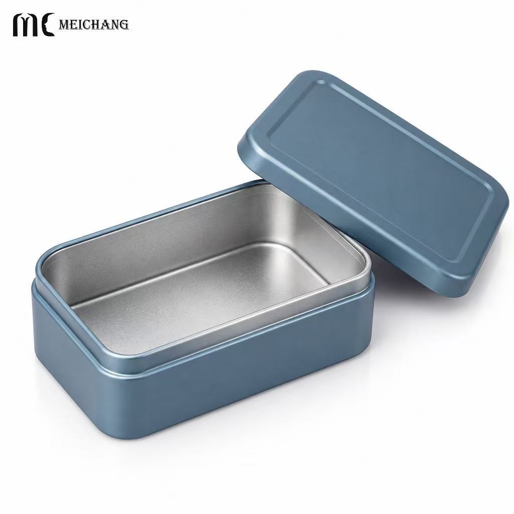 Rectangular Matte Tin Box with Separate Lid, Rounded Corners and Custom Logo Options (MC-810）