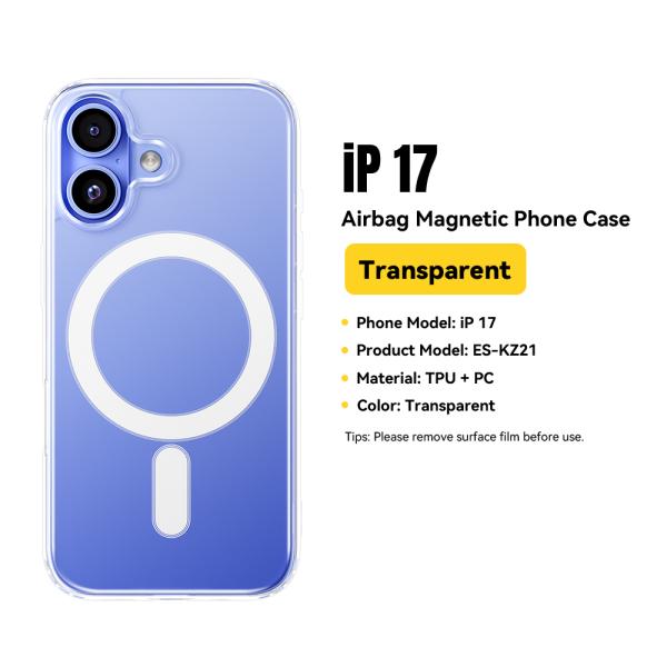 Funda magnética transparente para iPhone 17 Air Pro Max TPU PC