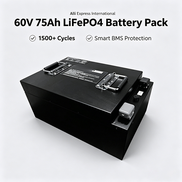 Ebike Scooter Electric Motorcycle Lithium Battery Pack 60V 75Ah LiFePO4 Replacement Battery For 2/3 Wheeler