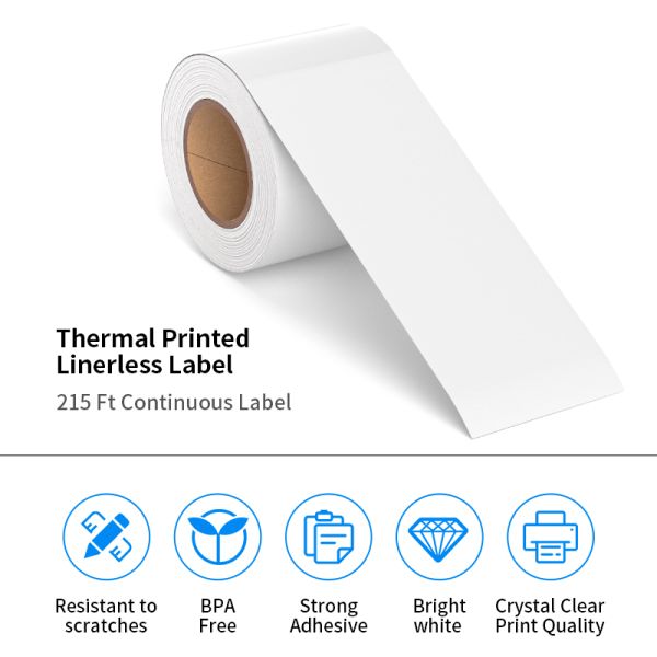 Supermarket White Self Adhesive Label Sticker 40mm Direct Thermal Label Adhesive