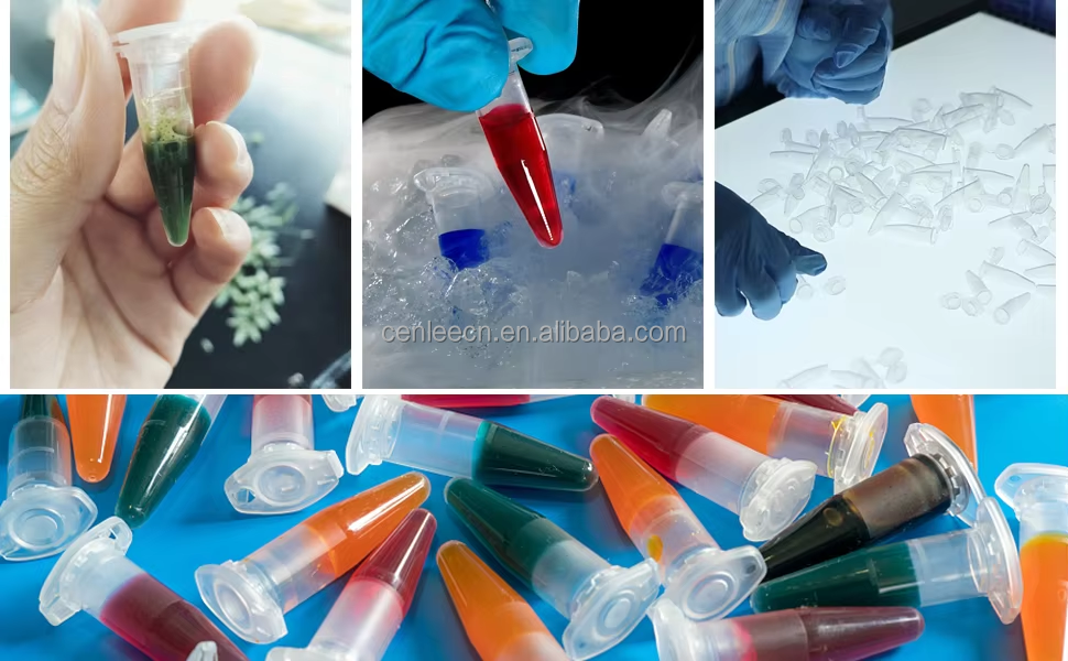 Lab Plastic Microcentrifuge Tube 0.2/0.5/1.5/2ml Pink Purple Bbrown Green Blue Yellow Red Transparent Color Centrifuge Tube