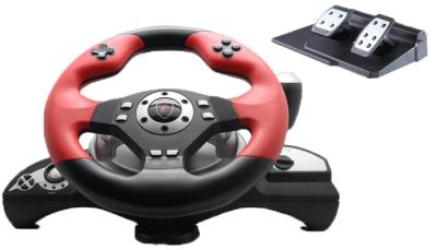 Volante e pedais prendidos do jogo da vibração para o PC/entrada