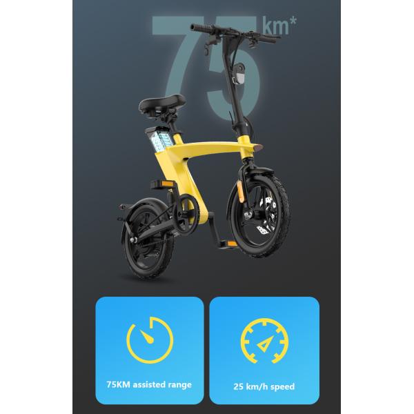 Adults 14 Inch Folding Electric Bike Brushless Motor Electric Bike With Two Wheel