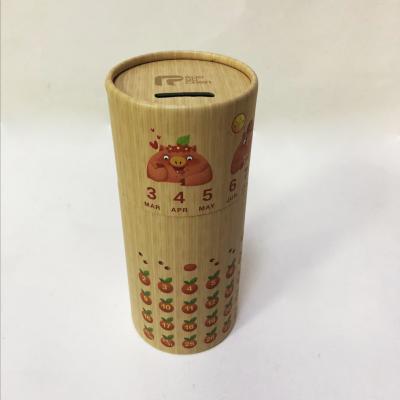 Custom Logo Coin Bank Diameter 85mm Kraft Paper Push Up Tube