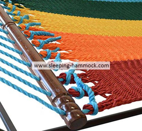 Patio Rainbow Caribbean Style Hammock , Soft Spun Polyester Caribbean Rope Hammock