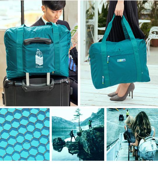Lightweight Fold Up Carry Bags , High Durability Travel Blue Folding Bag