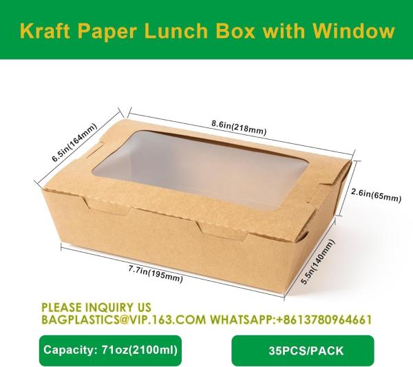40 Oz Take Out Food Containers (50 Pack) Disposable Kraft Paper Food Container Takeout Box