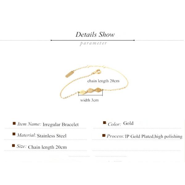 Luxury Jewelry Stainless Steel Gold Plated Irregular Bracelet for Women