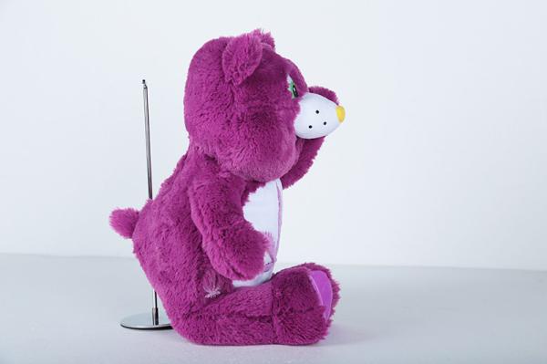Purple Cute Bear Toy , PP Cotton Filling Bear Plush Doll Customized Design