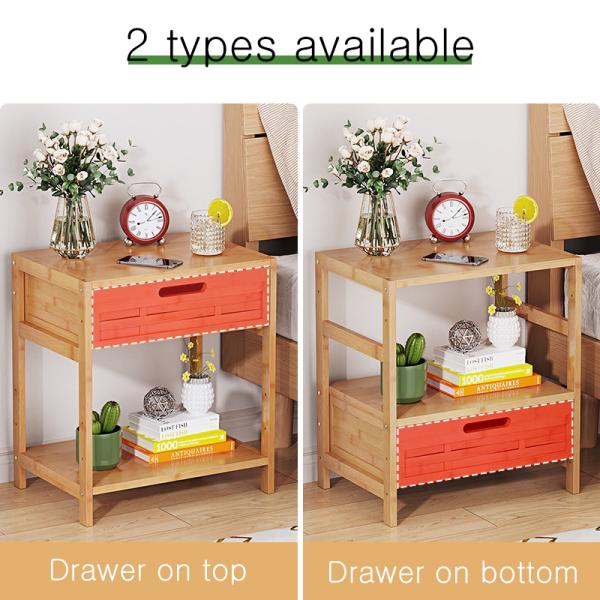 Nightstand, Bedside Table End Living Room Sofa Side Storage Cabinet with Drawer and Shelf