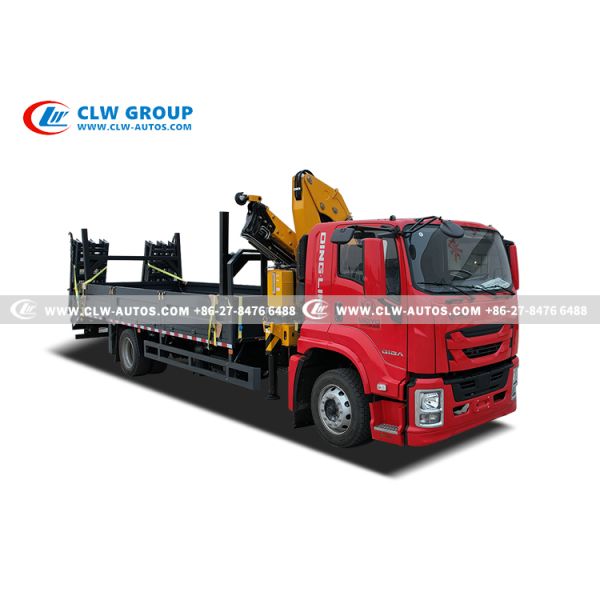 ISUZU FTR 4x2 Flatbed Truck with 6.3-Ton Knuckle Crane and 205HP Euro 6 Engine for 7,000mm Platform Transport