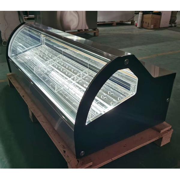 12 Pans Italian Gelato Showcase , Curved Glass Freezer For Ice Cream Display