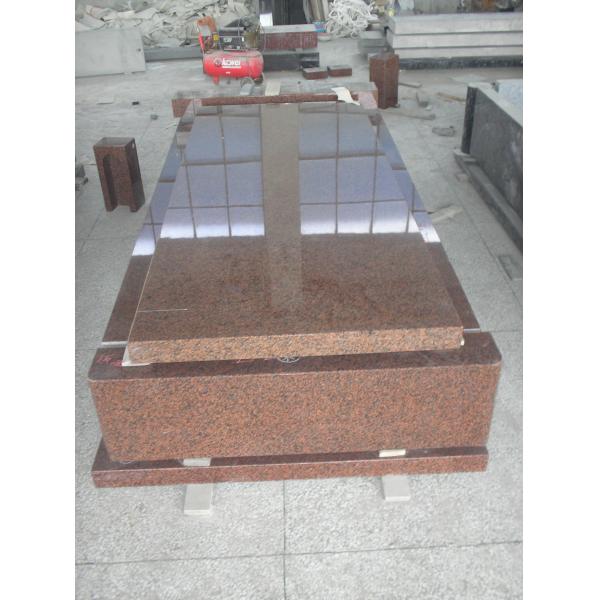 Decorative Carving Red Granite Tombstones , European Style​ Granite Cemetery Monuments