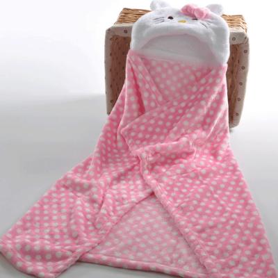 100 Polyester Flannel Hoodie Blanket Dot Cat Design Robe Fleece