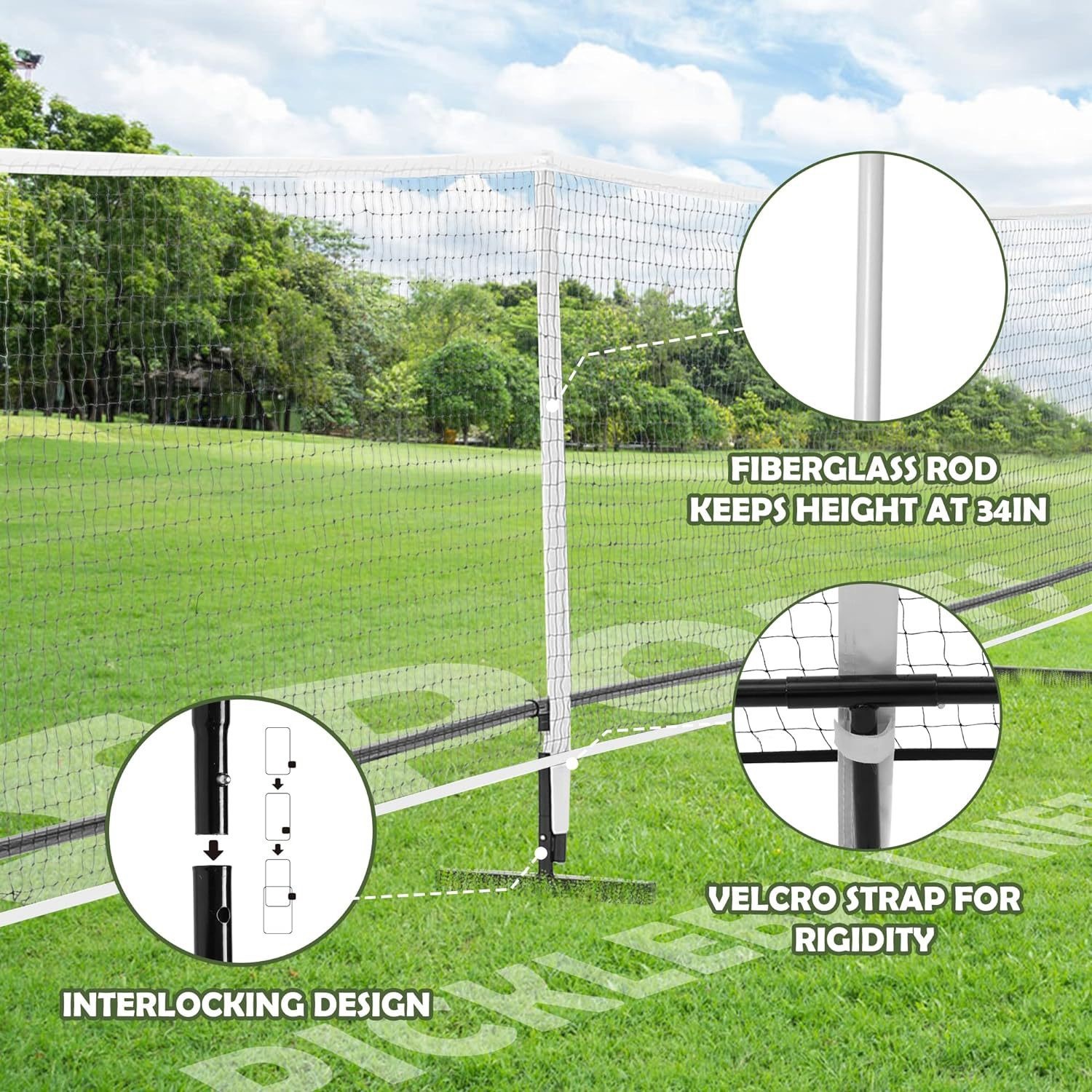 Portable, Detachable Mobile Tennis and Pickleball Training Net Set Includes Carry Bag for Indoor Outdoor
