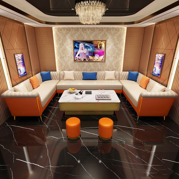 Custom Modern Leather L Shape Sofa bar Lounge Furniture Nightclub U Shape Restaurant Booth Seating Light Luxury bar Furniture