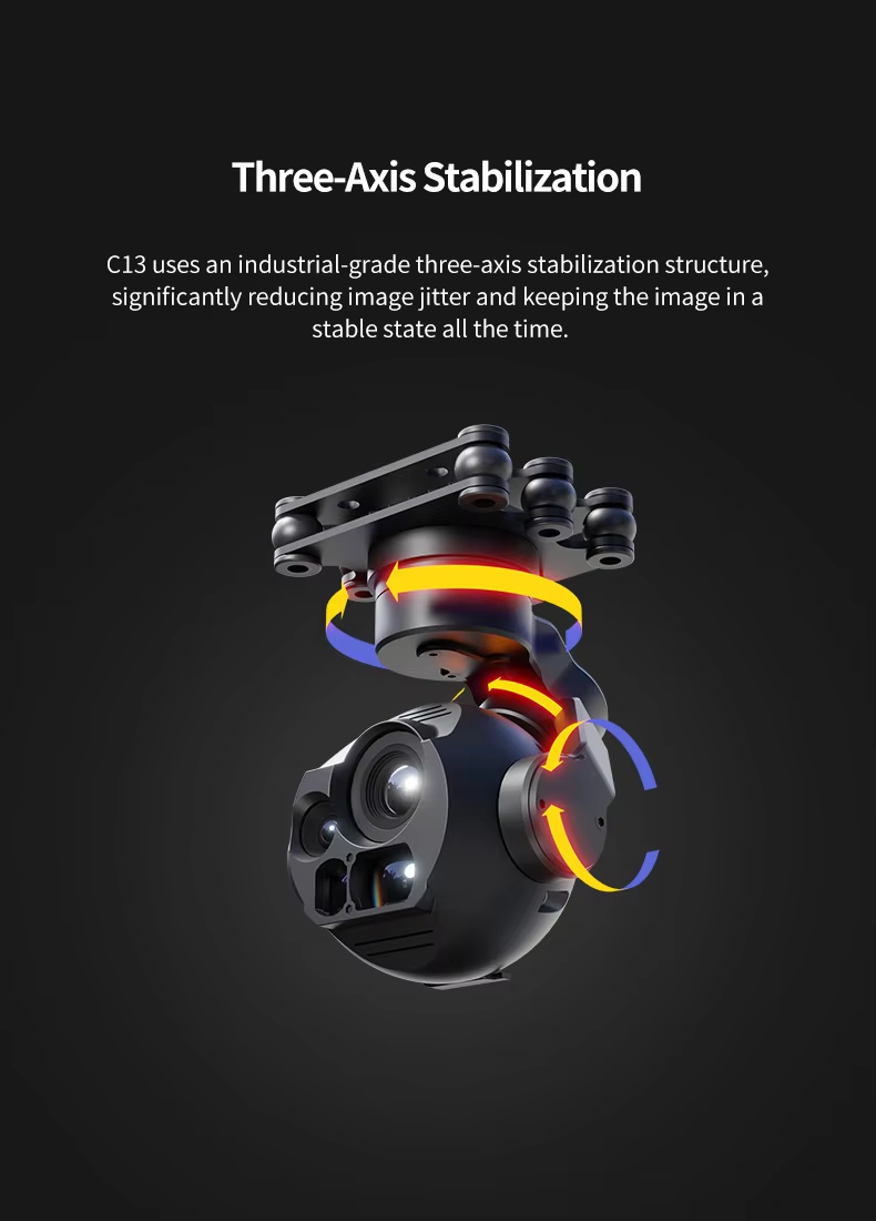 Skydroid C13 Intelligent AI Tracking Three Axis Camera Gimbal 30X Zoom High Resolution Thermal Imaging Durable Plastic Material