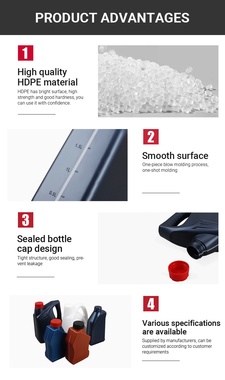Изготовленный на заказ пустой HDPE бутылка автотракторного масла контейнера машинного масла 2 литров