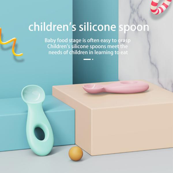 1 To 2 Years Silicone Infant Spoons Gel Soft Silicone Feeding Spoon For Newborn Toddlers