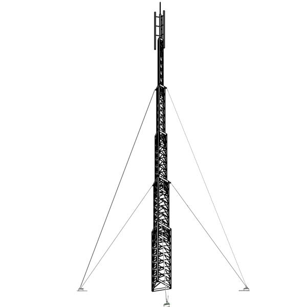 45m Tubular Steel Guyed Wire Towers Hot Dip Galvanized Towers