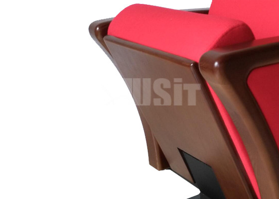 Театр аудитории верхнего сегмента деревянный усаживая красный цвет с одиночной стальной ногой