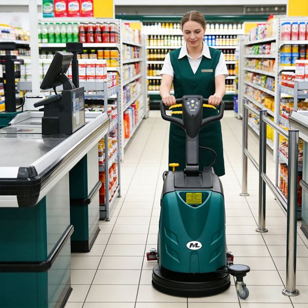 Battery Industrial Commercial Walk Behind Floor Scrubber 27L Solution Tank 310W Suction Motor Floor Cleaner