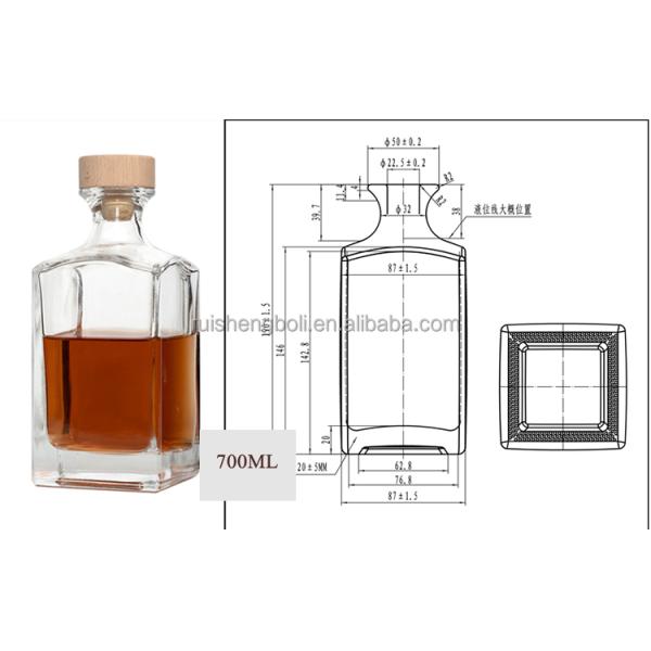 Classic 700ml Whisky Bottle with Glass Stopper Body Material Super Flint Glass Material
