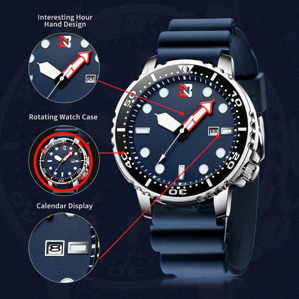 Sports Men'S Quartz Watch Green Water Ghost Fashion Casual Watch