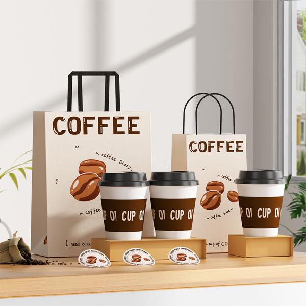 Embalaje de café a mano impreso a medida Bolsas de papel Kraft de comida con apariencia de lujo