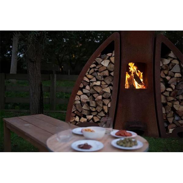 Металл Chimenea современных каминов Corten современный на открытом воздухе с хранением