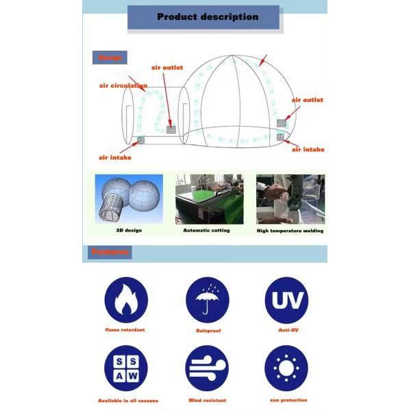 Customized Color Inflatable Bubble House with PVC Material and Durable Design