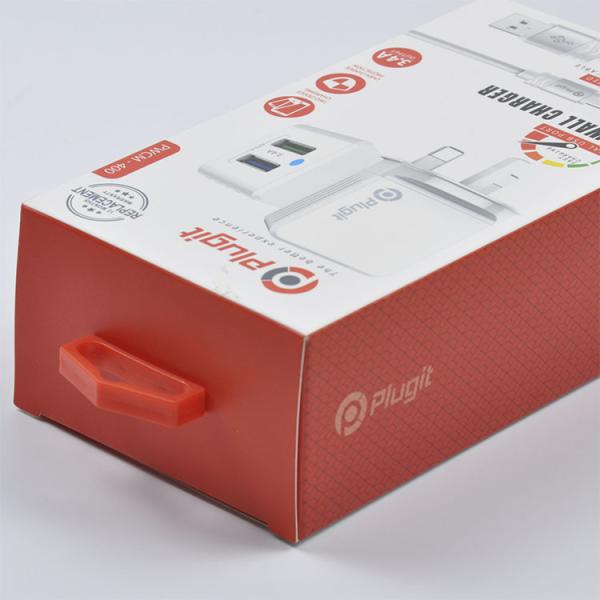 Caixa de papel de empacotamento pequena do cartão dos acessórios baratos feitos sob encomenda do telefone com janela do pvc