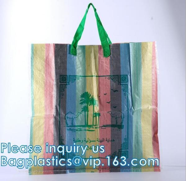 Eco Friendly fabric Laminated Handle, Pp Woven Tote Bag, RPET Coated Foldable Recyclable Shopping handy Bags