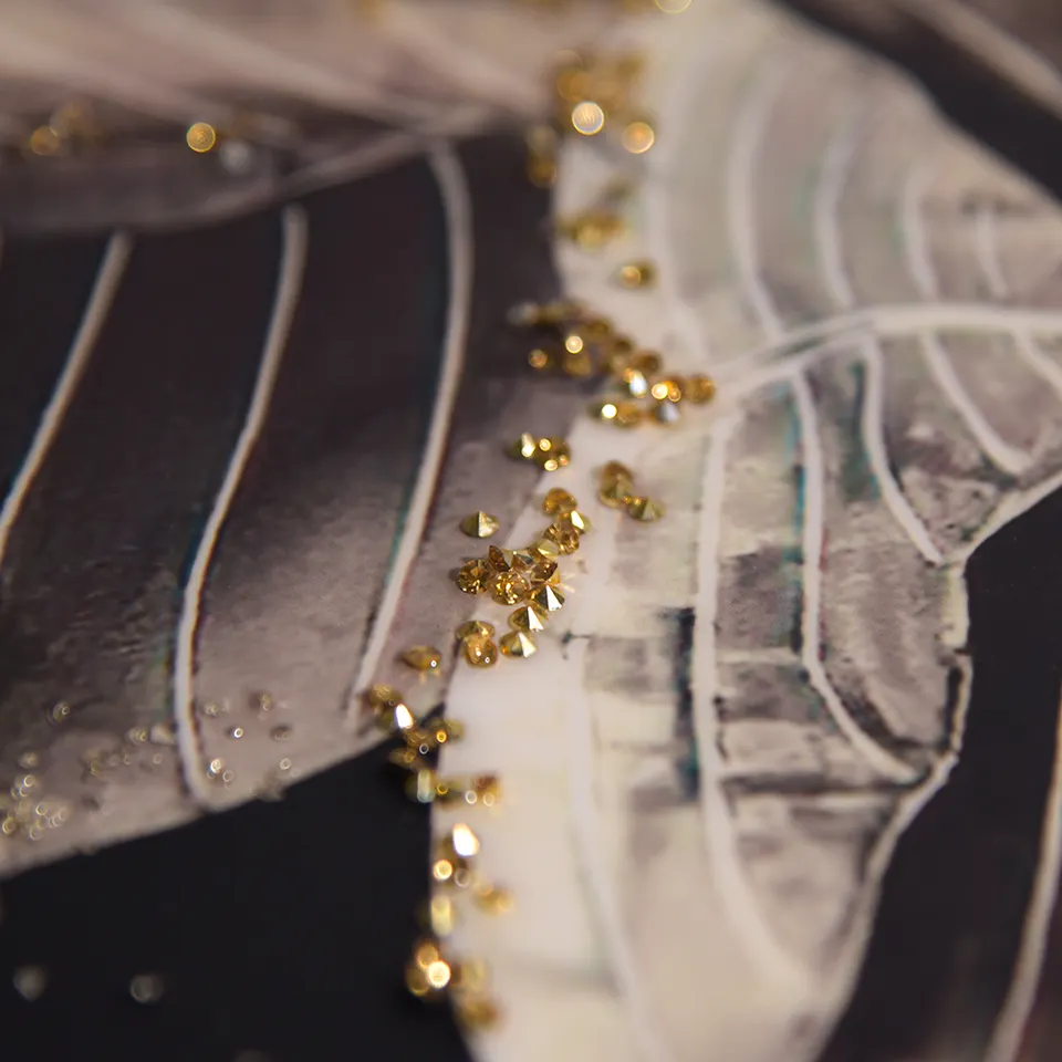 Custom Designs Crystal Porcelain Wall Art Decor Painting UV Print 3D Plantain Leaves