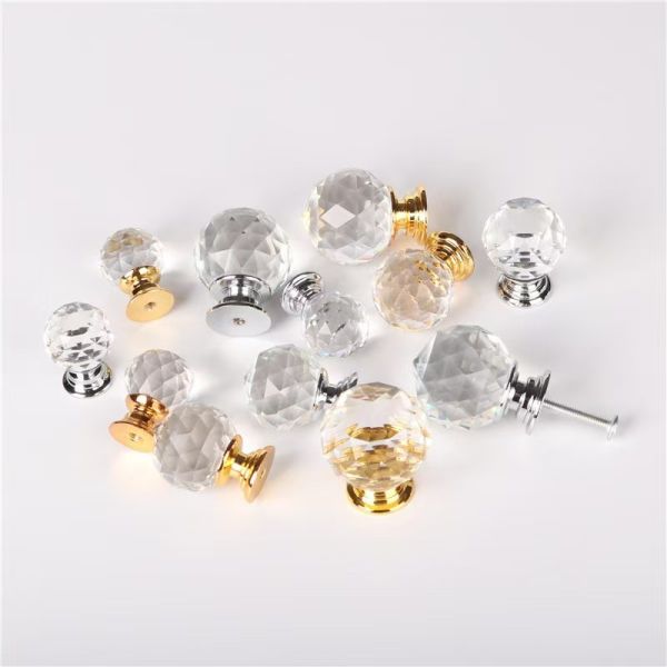 Hardware Accessories Zinc Alloy Wardrobe Knob Pull Kitchen Cabinet Drawer Sphere Ball 20mm Crystal Furniture Handle