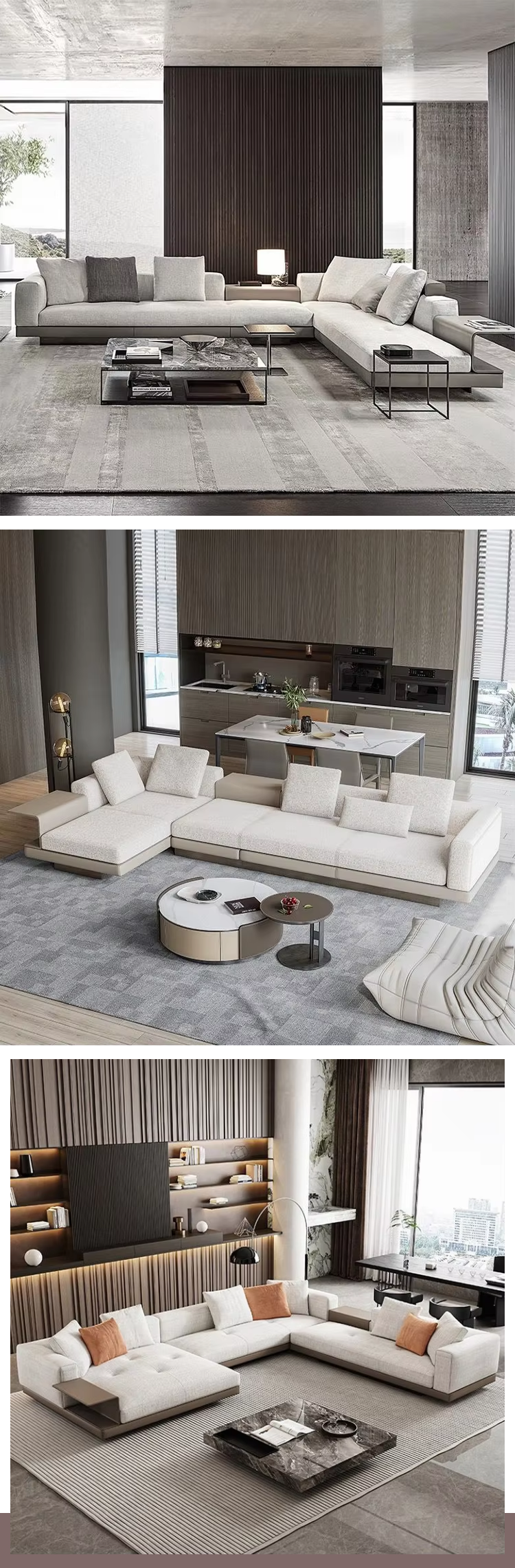 Italy Design Genuine Leather Living Room White Simple Design Modern Sofa Set L Shaped Leather White Sectional Sofa