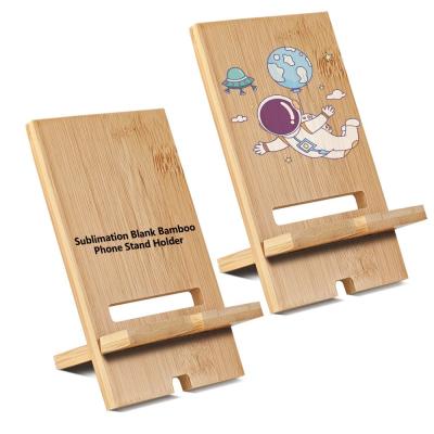 Desktop Sublimation Wooden Cell Phone Stand With Charging Hole Custom Wooden Mobile Phone Stand