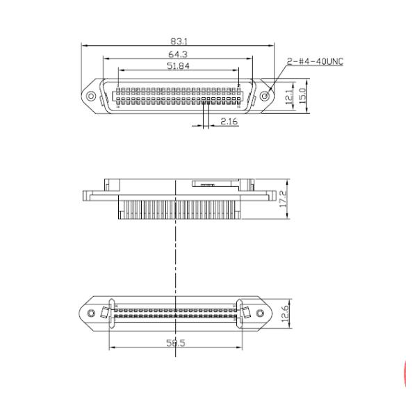 50 Pin Champ Solder Male Centronics Connector With plastic cover or wire clip