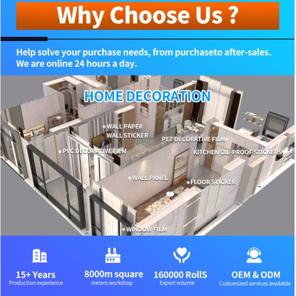 Self-Adhesive PVC Film Wallpaper Moisture-Proof Fireproof 1.22x50M