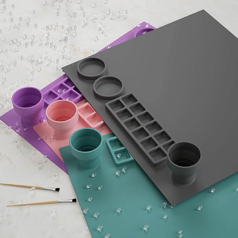 Silicone Oil Painting Pad, Children's DIY Clay Tool Art Pad, Graffiti Board Pad, Built-in Cup
