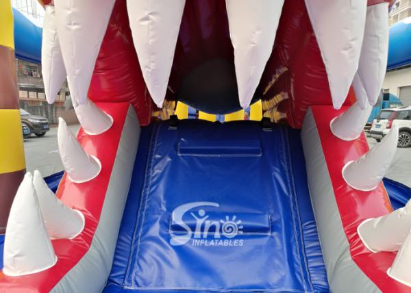 Outdoor Commercial Jungle Shark Inflatable Obstacle Course For Kids And Adults Fun