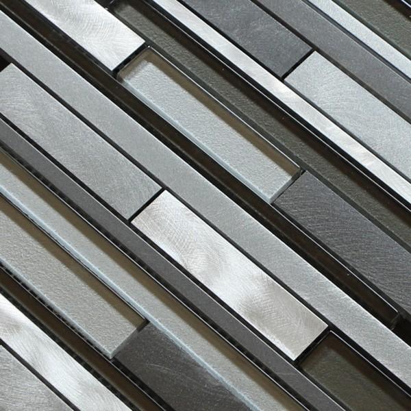 Darker linear glass mix metal mosaic brush finished for wall decoration